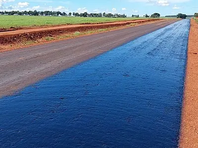 Avança obra de pavimentação da MS-316, entre Costa Rica e Paraíso das Águas