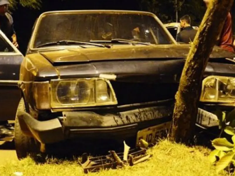Motorista embriagado foge da polícia e acaba batendo em árvore