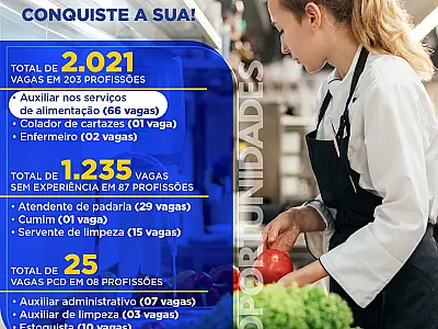 Funsat anuncia 2.021 vagas de emprego em 203 funções nesta quarta-feira (29)