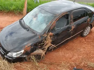 Capotamento deixa uma ferida em Nova Andradina