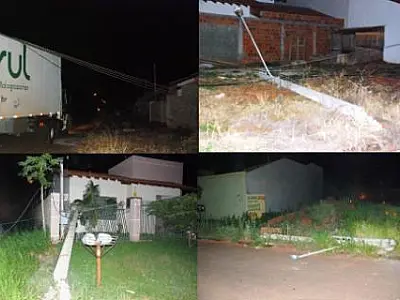 Baú de carreta enrosca em rede elétrica e causa incêndio em Naviraí