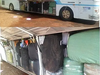 PMR  apreende ônibus com contrabando na MS 164