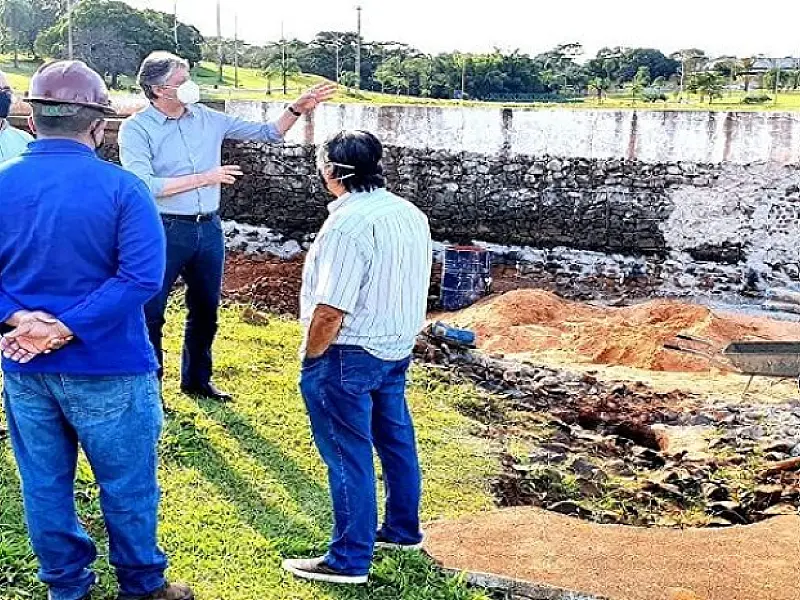 Obras do Governo no gabião e deck do lago Parque das Nações Indígenas avançam e devem terminar em 30 dias