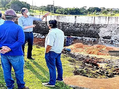 Obras do Governo no gabião e deck do lago Parque das Nações Indígenas avançam e devem terminar em 30 dias