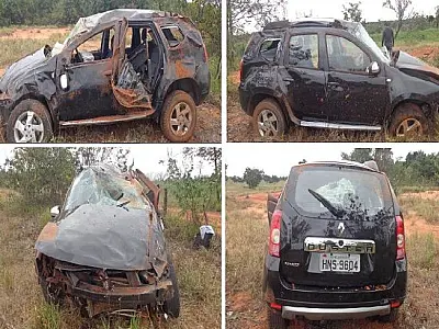 PM de Nova Andradina capota carro na BR 267 e sai ileso