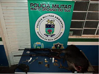 Polícia Militar de Miranda prendeu dois caçadores de animais silvestres